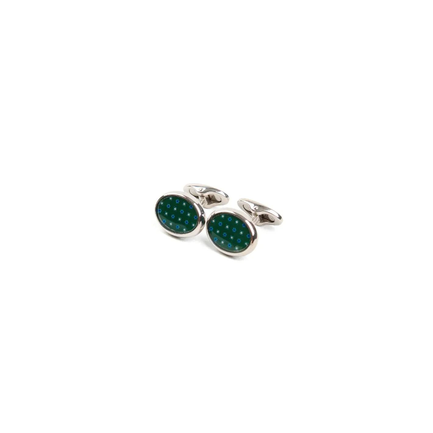 E.Marinella GEMELLI DA POLSO IN ARGENTO VERDECon microfantasia fiore Clearance