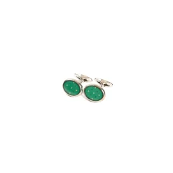 E.Marinella GEMELLI DA POLSO IN ARGENTO VERDE Con microfantasia fiore Hot