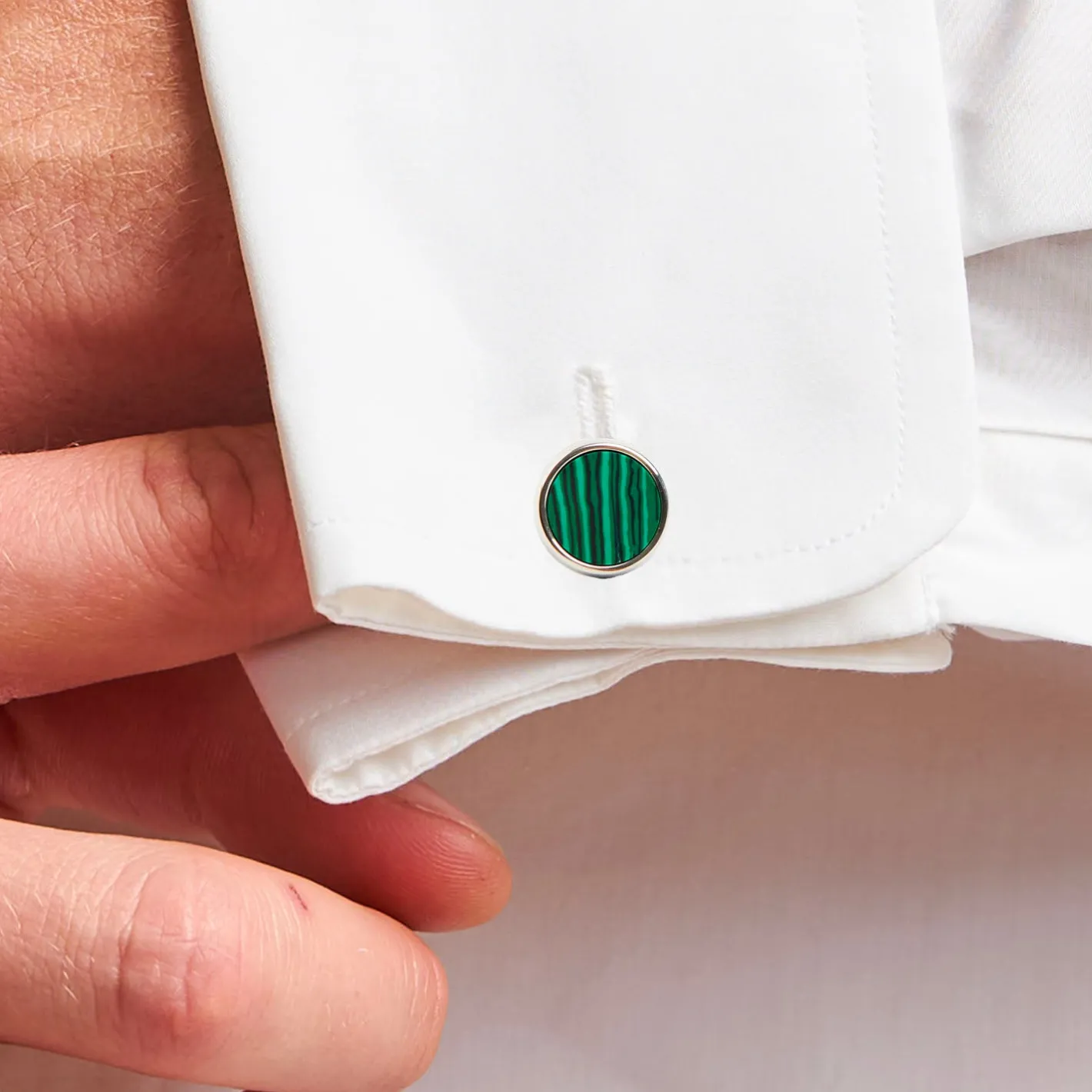E.Marinella GEMELLI DA POLSO TONDO CON MALACHITE In argento Discount