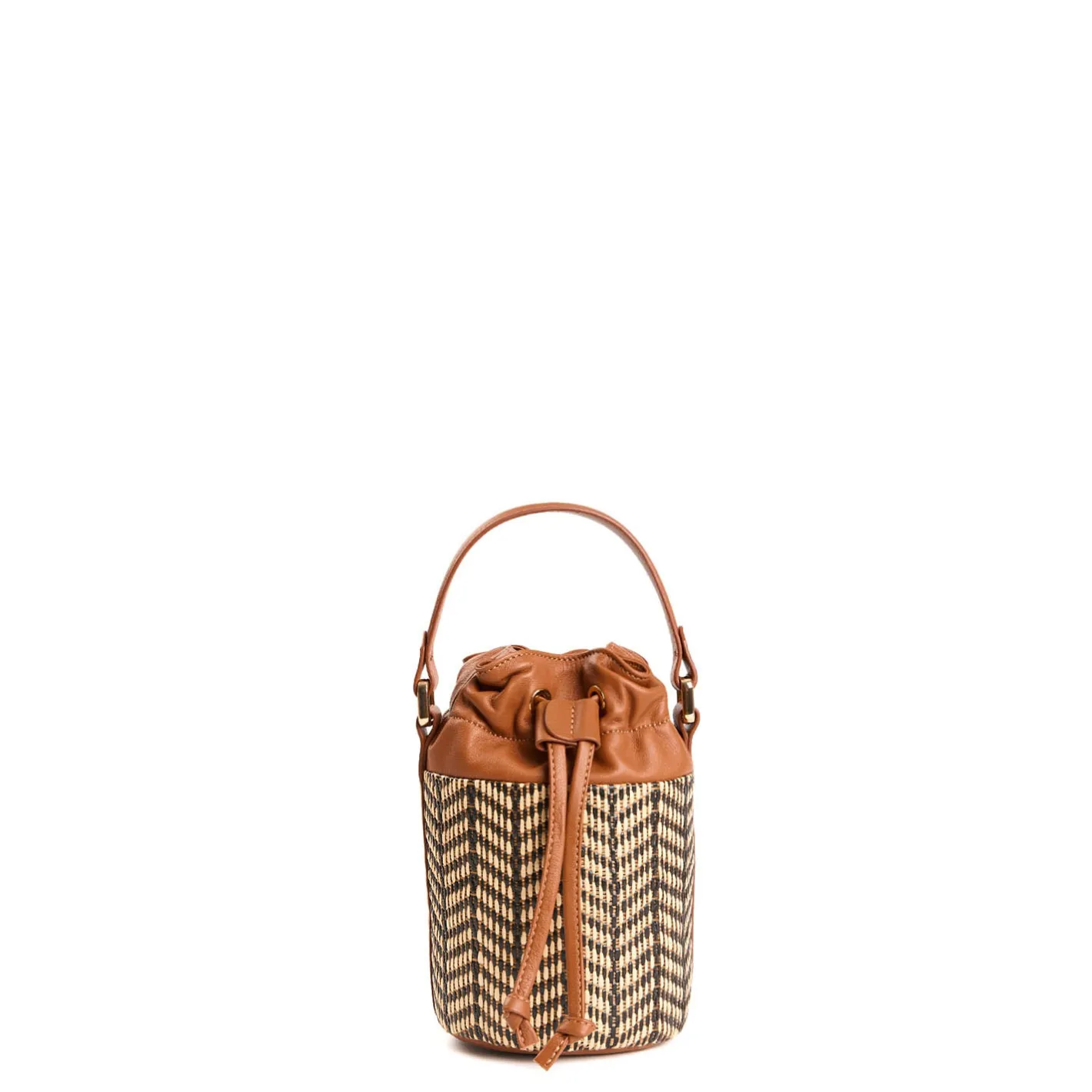 E.Marinella MINI SECCHIELLO COLOR CUOIO In rafia e pelle Discount