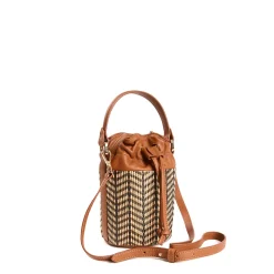 E.Marinella MINI SECCHIELLO COLOR CUOIO In rafia e pelle Discount