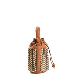 E.Marinella MINI SECCHIELLO COLOR CUOIO In rafia e pelle Discount