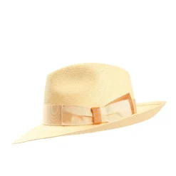 E.Marinella PANAMA MODELLO AMEDEO DETTAGLI IN SETA ARANCIO, 56 CM E. marinella x borsalino Outlet