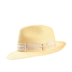 E.Marinella PANAMA MODELLO FEDERICO CON CINTA IN SETA BIANCA, 55 CM E. marinella x borsalino Outlet