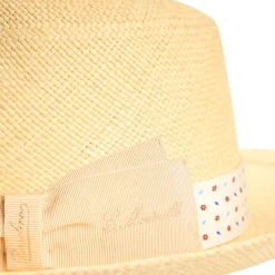 E.Marinella PANAMA MODELLO FEDERICO CON CINTA IN SETA BIANCA, 55 CM E. marinella x borsalino Outlet
