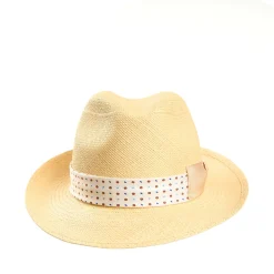 E.Marinella PANAMA MODELLO FEDERICO CON CINTA IN SETA BIANCA, 55 CM E. marinella x borsalino Outlet