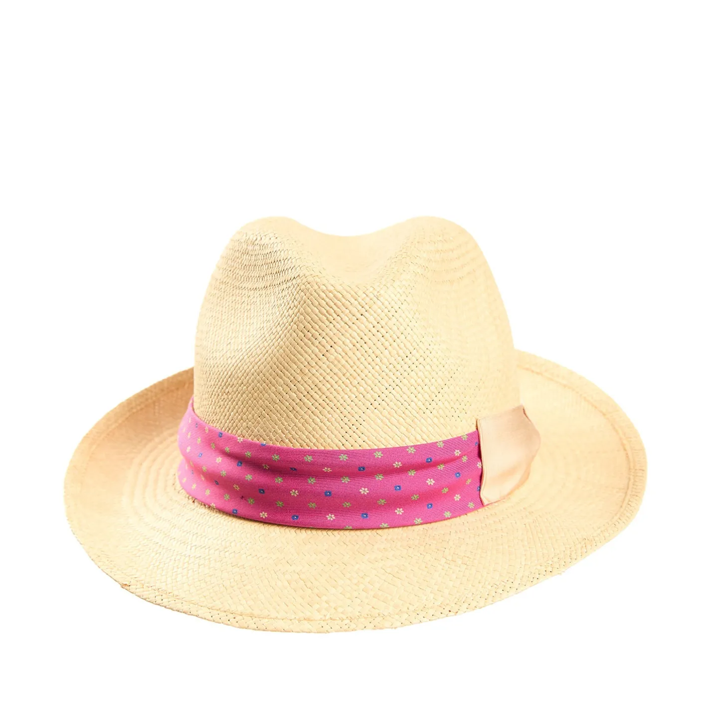 E.Marinella PANAMA MODELLO FEDERICO CON CINTA IN SETA FUCSIA, 56 CM E. marinella x borsalino Hot