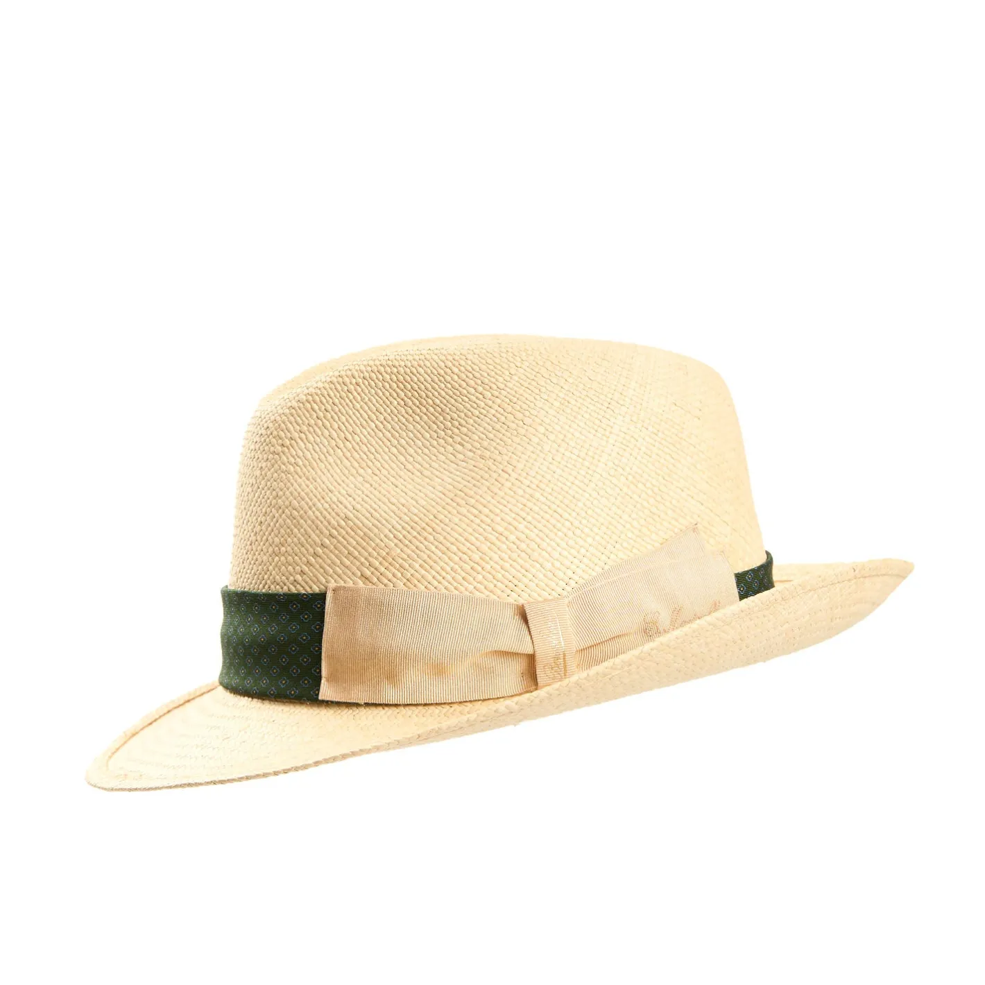 E.Marinella PANAMA MODELLO FEDERICO CON CINTA IN SETA VERDE, 58 CM E. marinella x borsalino Online