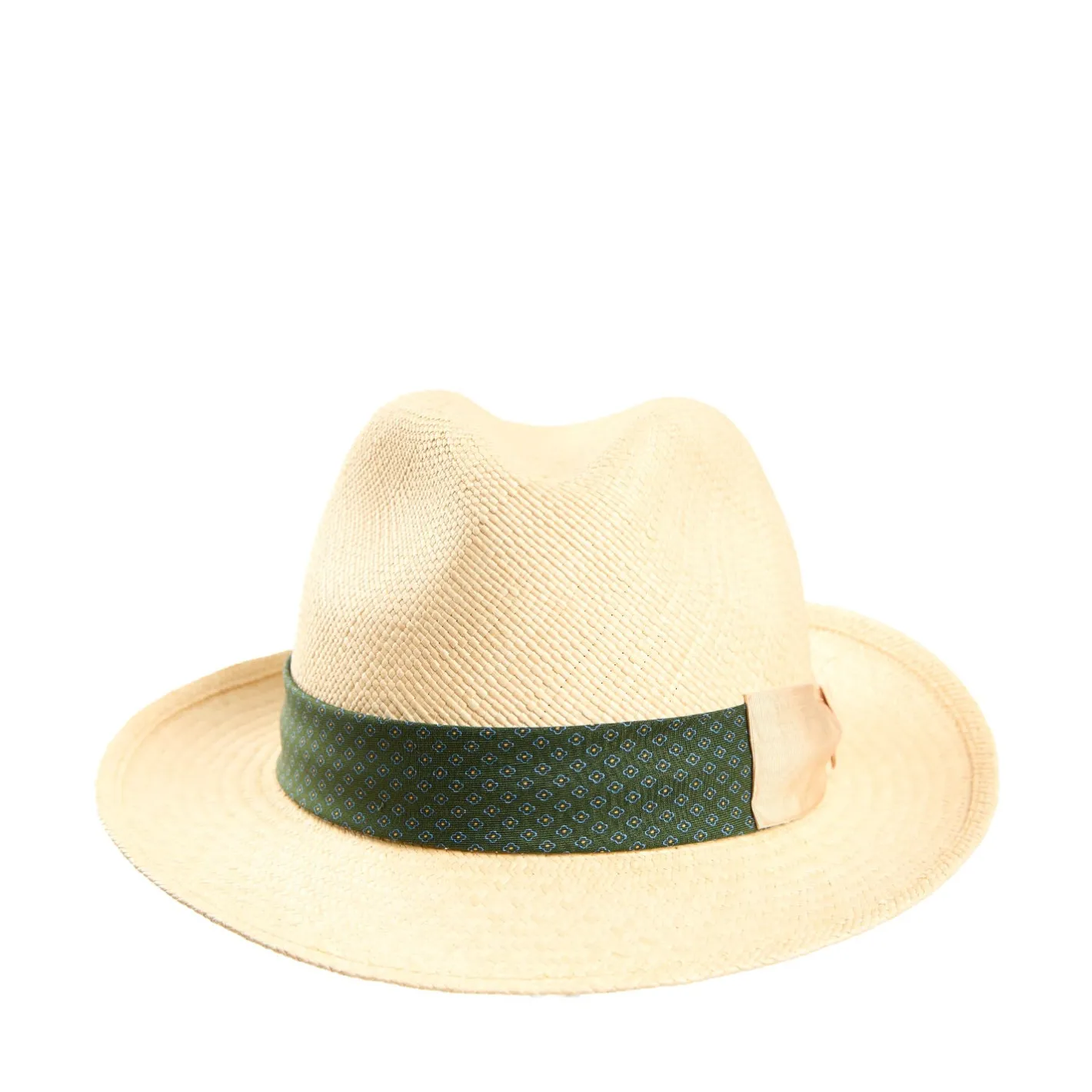 E.Marinella PANAMA MODELLO FEDERICO CON CINTA IN SETA VERDE, 58 CM E. marinella x borsalino Online