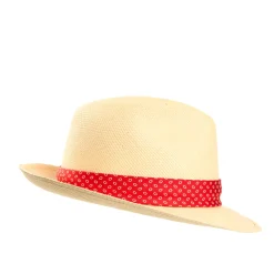 E.Marinella PANAMA MODELLO FEDERICO CON CINTA IN SETA ROSSA, 58 CM E. marinella x borsalino Online