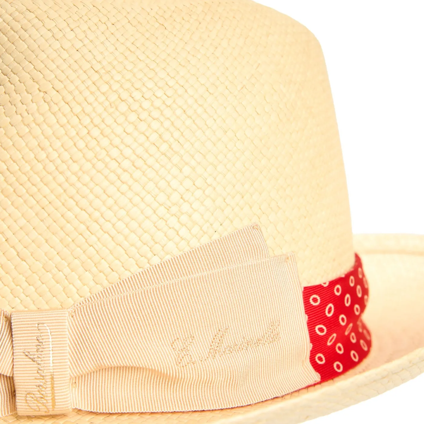 E.Marinella PANAMA MODELLO FEDERICO CON CINTA IN SETA ROSSA, 58 CM E. marinella x borsalino Online