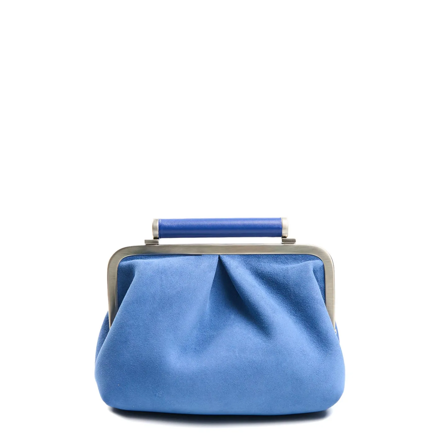 E.Marinella PARTY CLUTCH AZZURRO POLVERE In camoscio e pelle New