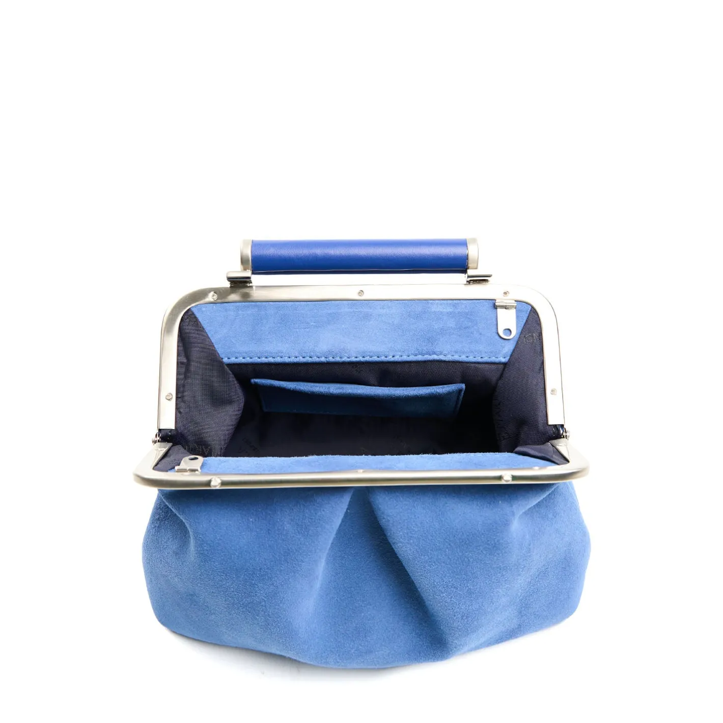 E.Marinella PARTY CLUTCH AZZURRO POLVERE In camoscio e pelle New