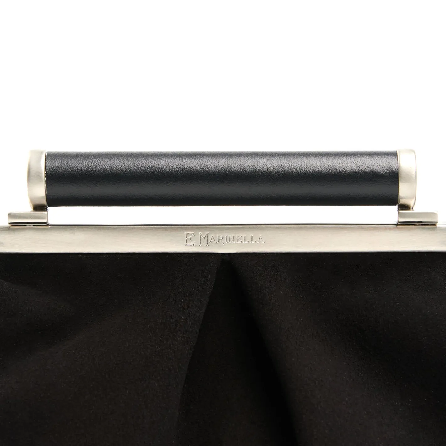 E.Marinella PARTY CLUTCH NERA In camoscio e pelle New