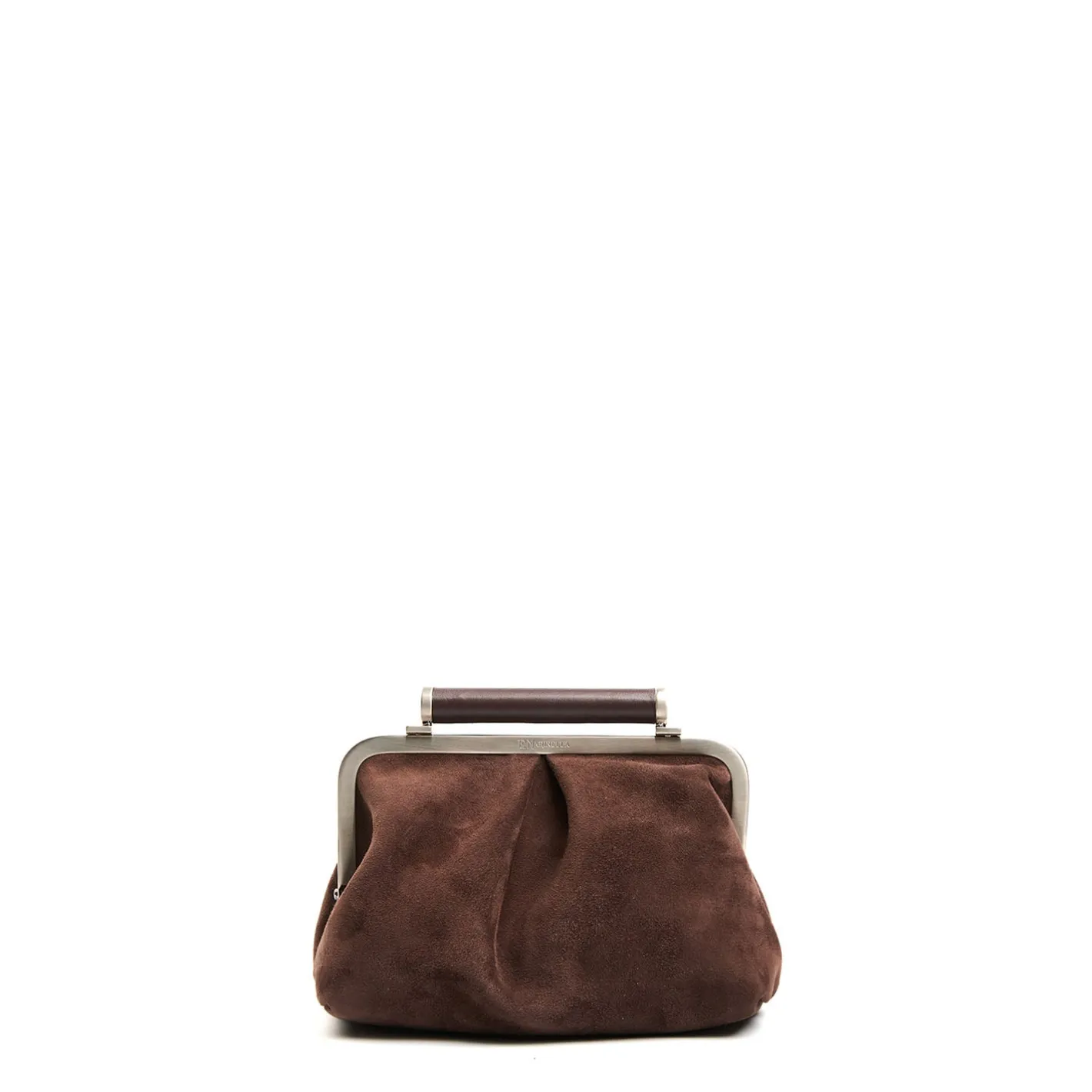 E.Marinella PARTY CLUTCH TESTA MORO In camoscio e pelle Clearance