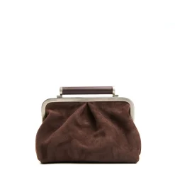 E.Marinella PARTY CLUTCH TESTA MORO In camoscio e pelle Clearance