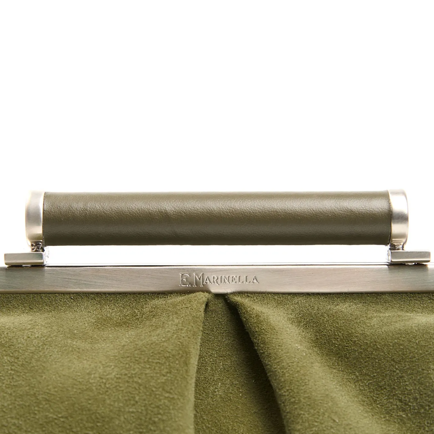 E.Marinella PARTY CLUTCH VERDE OLIVA In camoscio e pelle Sale
