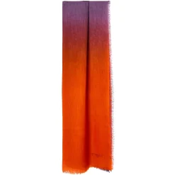 E.Marinella PASHMINA ARANCIONE E VIOLA EFFETTO SFUMATO In cashmere Best