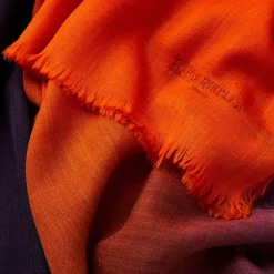 E.Marinella PASHMINA ARANCIONE E VIOLA EFFETTO SFUMATO In cashmere Best