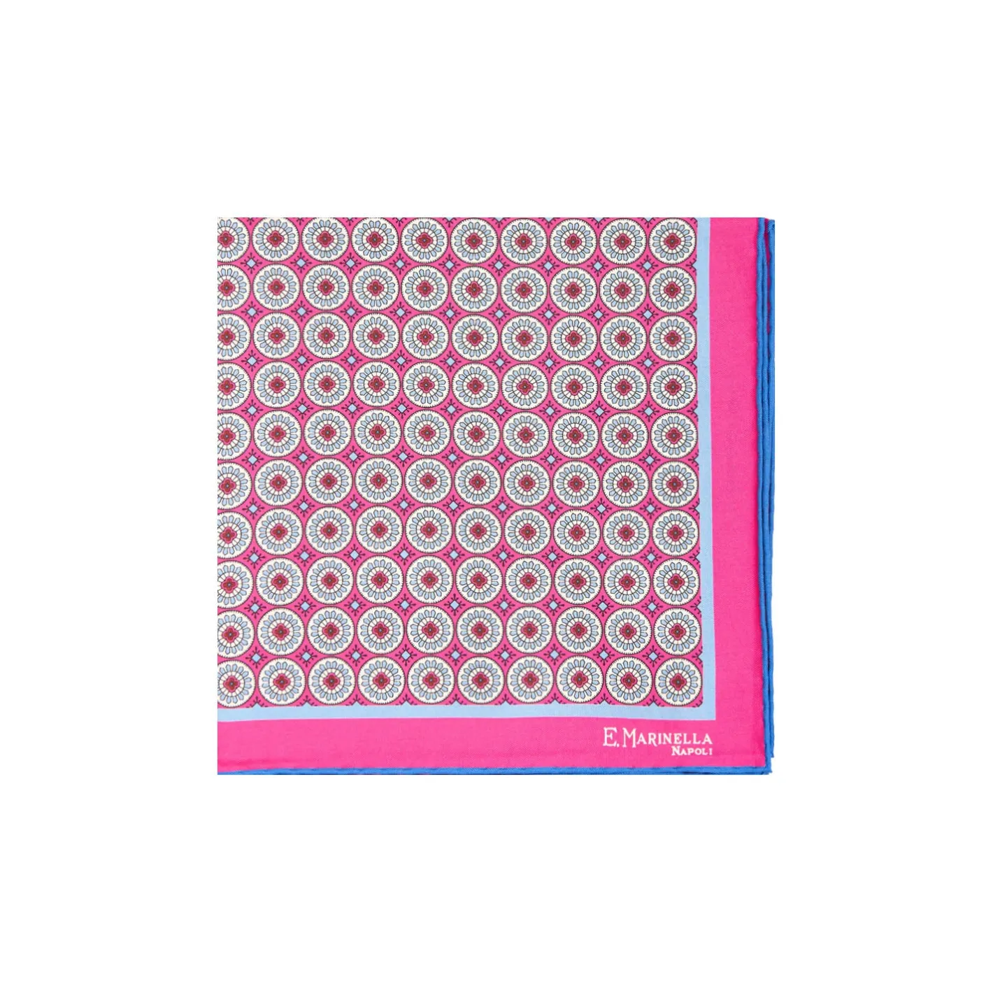 E.Marinella POCHETTE DA TASCHINO IN SETA STAMPATA A MANO FUCSIA Macrofantasia fiore Sale