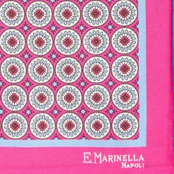 E.Marinella POCHETTE DA TASCHINO IN SETA STAMPATA A MANO FUCSIA Macrofantasia fiore Sale