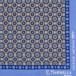 E.Marinella POCHETTE DA TASCHINO IN SETA STAMPATA A MANO POLVERE Fantasia archivio 1971 Outlet