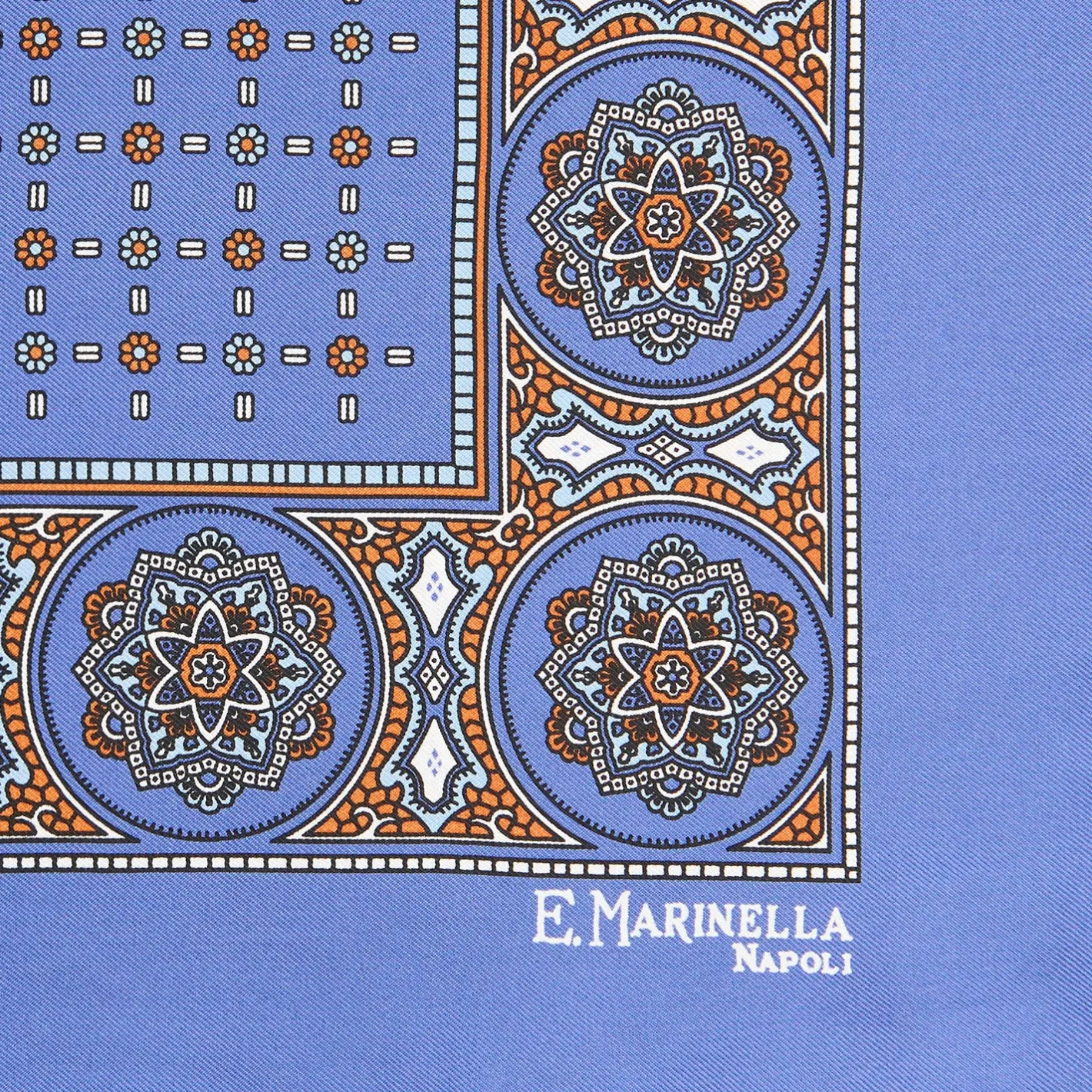 E.Marinella POCHETTE DA TASCHINO IN SETA STAMPATA A MANO POLVERE Microfantasia fiore Clearance