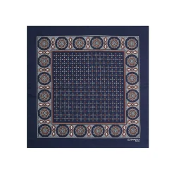 E.Marinella POCHETTE DA TASCHINO IN SETA STAMPATA A MANO BLU SCURO Microfantasia fiore Online