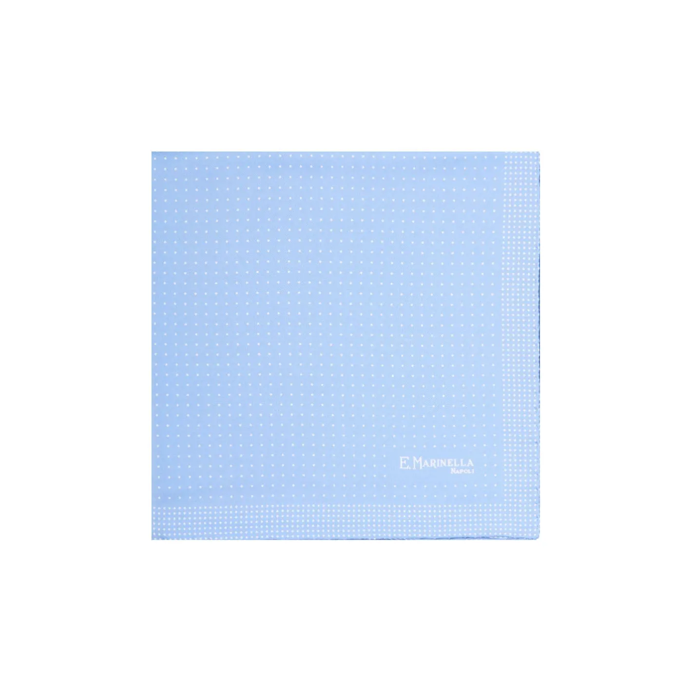 E.Marinella POCHETTE DA TASCHINO IN SETA STAMPATA A MANO AZZURRA Microfantasia fiore Sale
