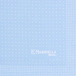 E.Marinella POCHETTE DA TASCHINO IN SETA STAMPATA A MANO AZZURRA Microfantasia fiore Sale