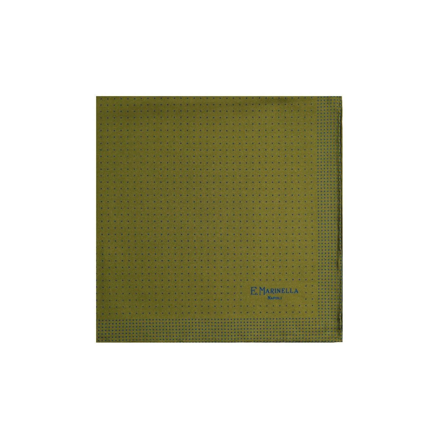 E.Marinella POCHETTE DA TASCHINO IN SETA STAMPATA A MANO VERDE OLIVA Pois Hot