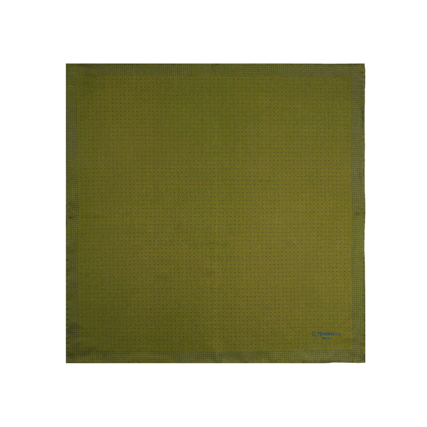 E.Marinella POCHETTE DA TASCHINO IN SETA STAMPATA A MANO VERDE OLIVA Pois Hot