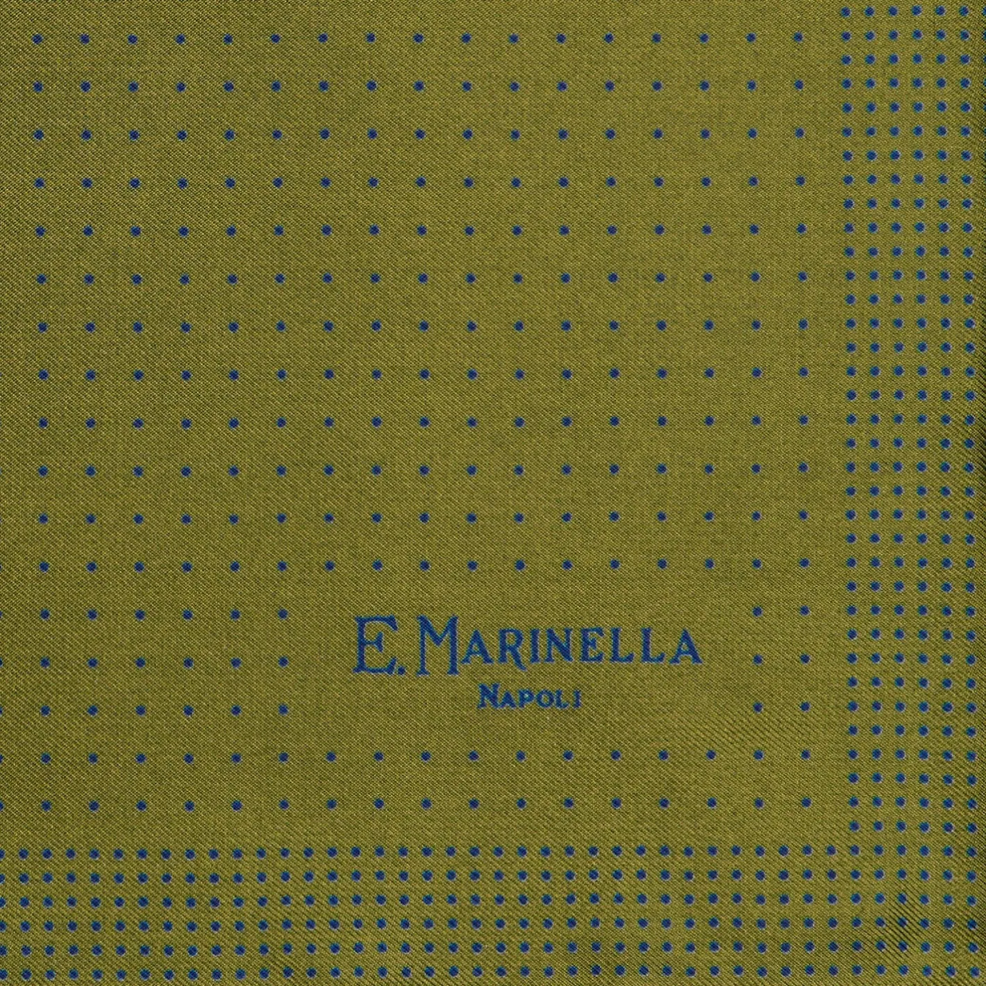 E.Marinella POCHETTE DA TASCHINO IN SETA STAMPATA A MANO VERDE OLIVA Pois Hot