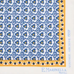 E.Marinella POCHETTE DA TASCHINO IN SETA STAMPATA A MANO BIANCA Fantasia archivio 1958 Discount