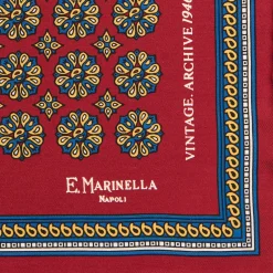 E.Marinella POCHETTE DA TASCHINO IN SETA STAMPATA A MANO BORDEAUX Fantasia archivio 1946