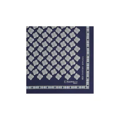 E.Marinella POCHETTE DA TASCHINO IN SETA STAMPATA A MANO BLU SCURO Fantasia archivio 1930 Discount