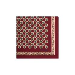 E.Marinella POCHETTE DA TASCHINO IN SETA STAMPATA A MANO BORDEAUX Fantasia archivio 1931 Best