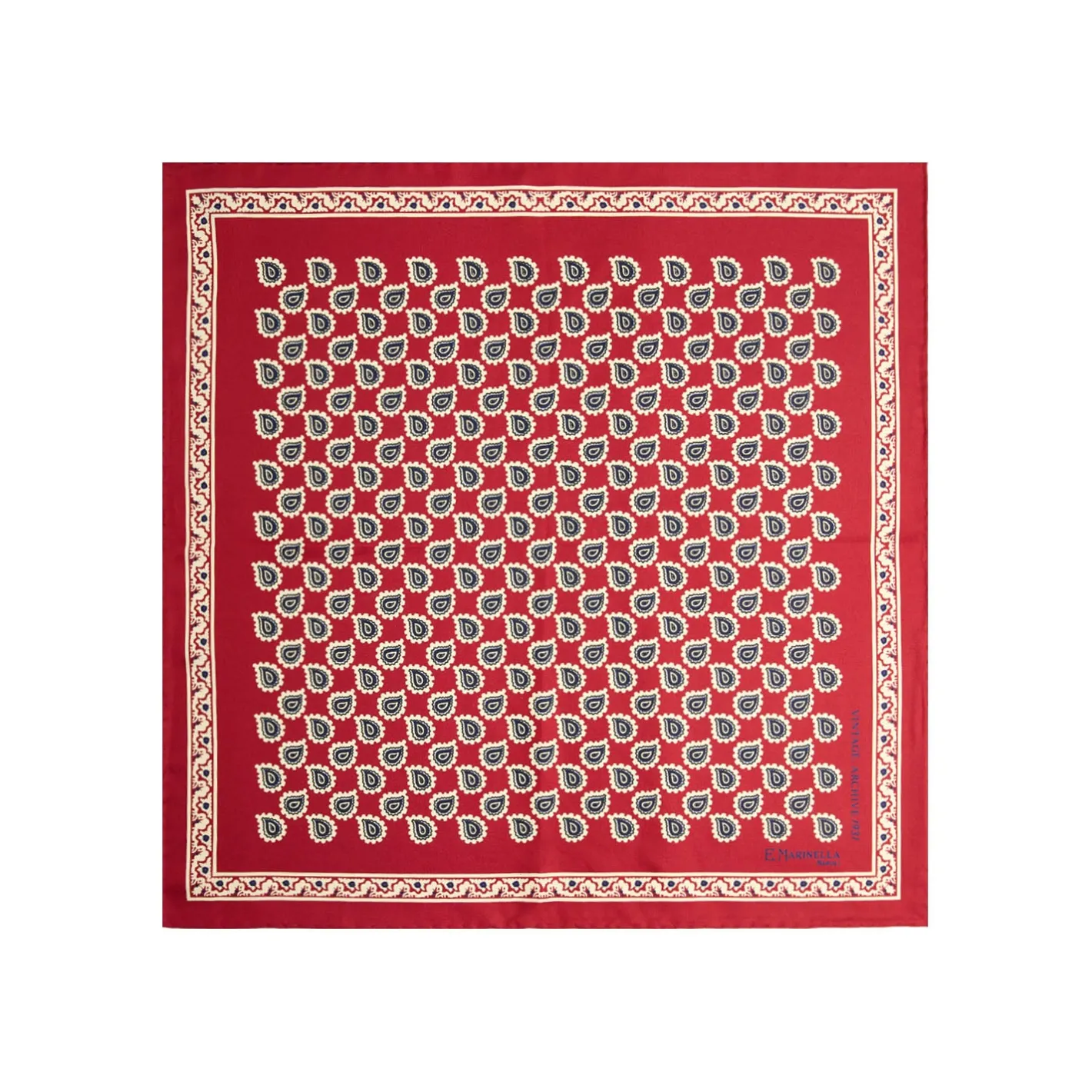 E.Marinella POCHETTE DA TASCHINO IN SETA STAMPATA A MANO BORDEAUX Fantasia archivio 1931 Sale