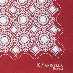 E.Marinella POCHETTE DA TASCHINO IN SETA STAMPATA A MANO BORDEAUX Macrofantasia fiore Sale