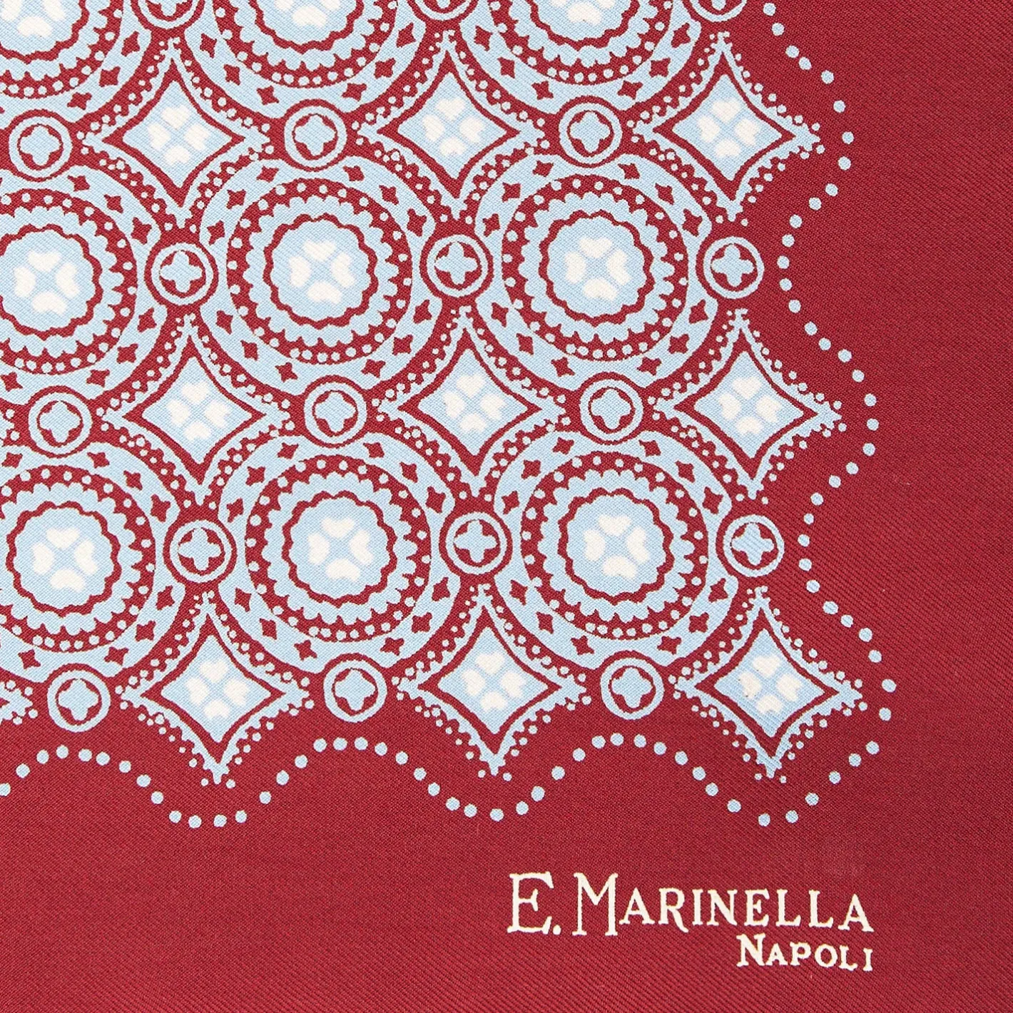 E.Marinella POCHETTE DA TASCHINO IN SETA STAMPATA A MANO BORDEAUX Macrofantasia fiore Sale