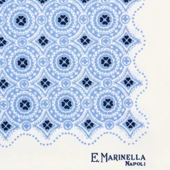 E.Marinella POCHETTE DA TASCHINO IN SETA STAMPATA A MANO BIANCA Macrofantasia fiore New