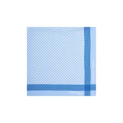E.Marinella POCHETTE DA TASCHINO IN SETA STAMPATA A MANO BLU SCURO Pois New