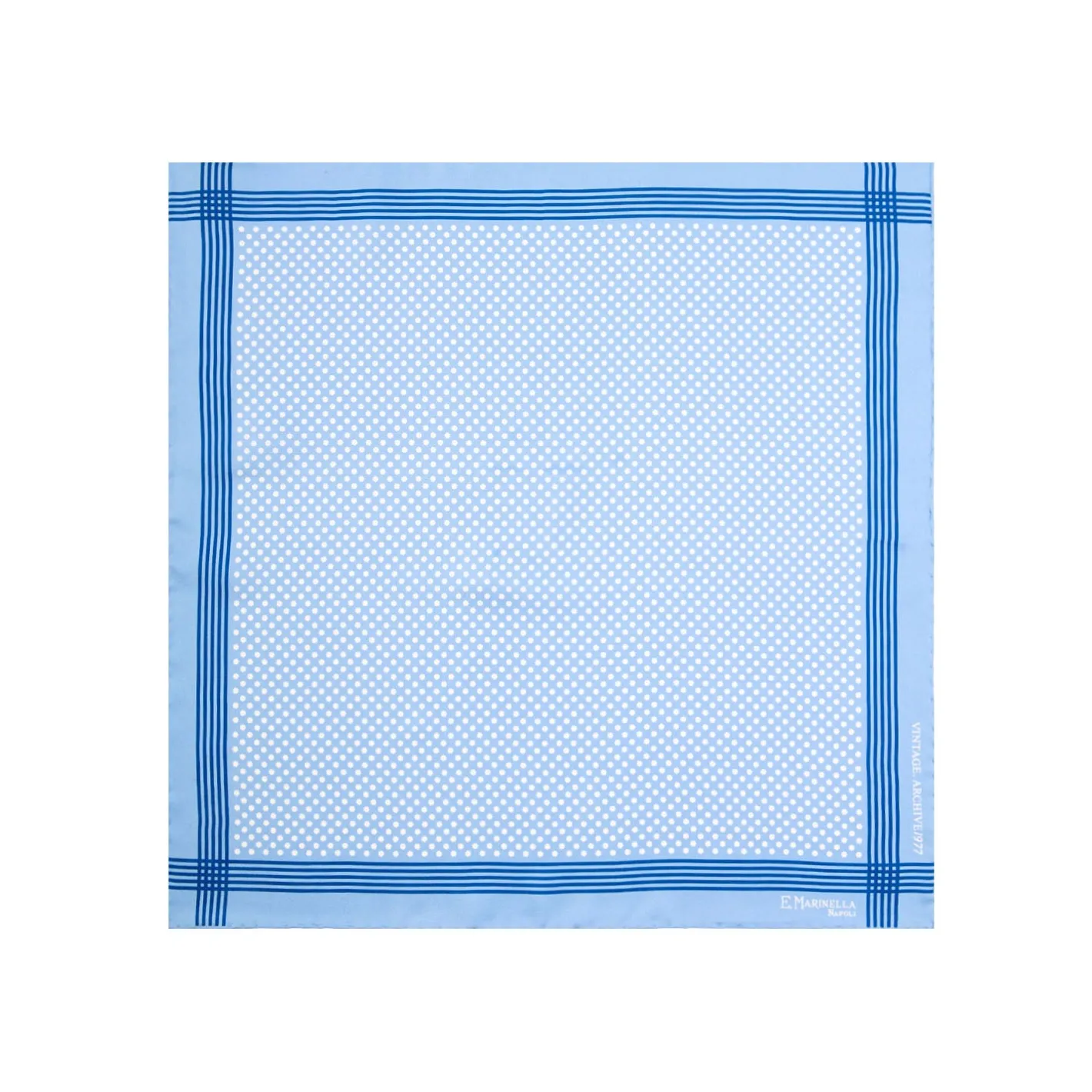 E.Marinella POCHETTE DA TASCHINO IN SETA STAMPATA A MANO BLU SCURO Pois New