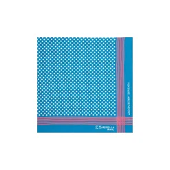 E.Marinella POCHETTE DA TASCHINO IN SETA STAMPATA A MANO BLU SCURO Pois New