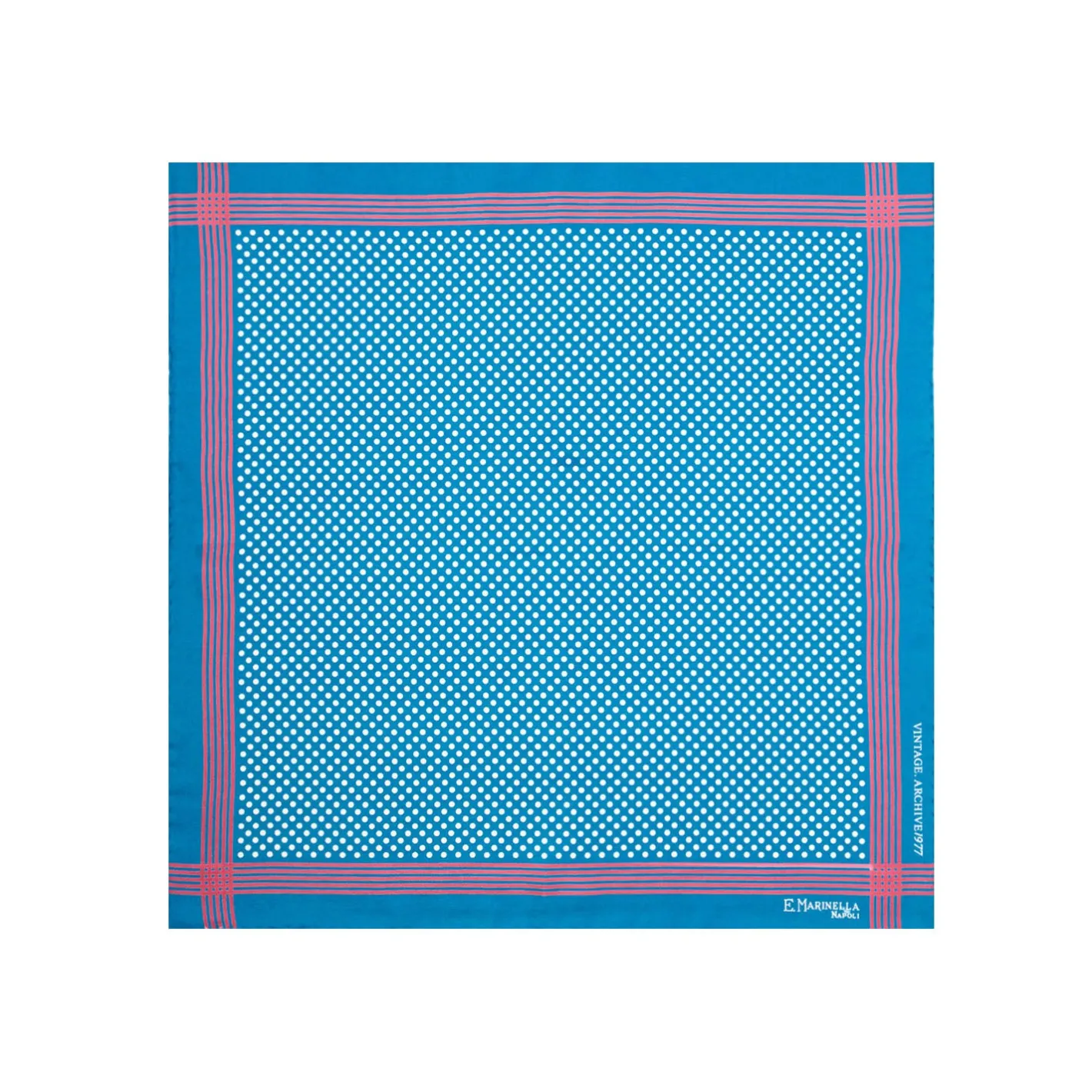 E.Marinella POCHETTE DA TASCHINO IN SETA STAMPATA A MANO BLU SCURO Pois New