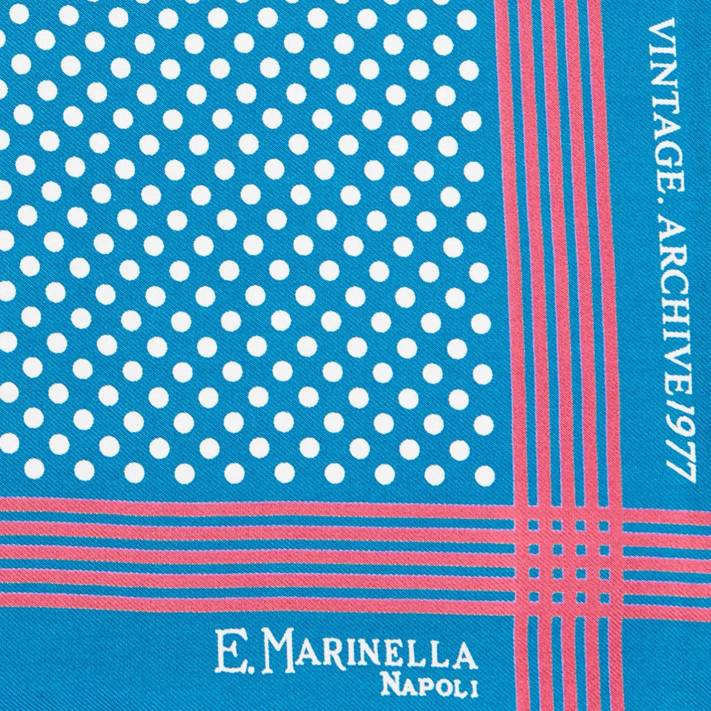 E.Marinella POCHETTE DA TASCHINO IN SETA STAMPATA A MANO BLU SCURO Pois New