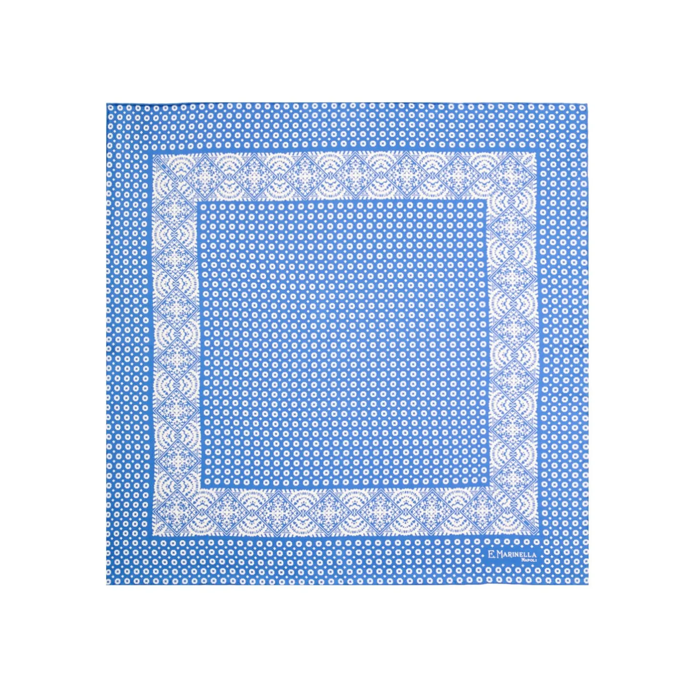 E.Marinella POCHETTE DA TASCHINO IN SETA STAMPATA A MANO BLU MEDIO Microfantasia fiore Discount