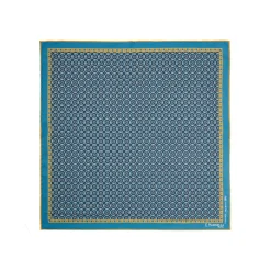 E.Marinella POCHETTE DA TASCHINO IN SETA STAMPATA A MANO BLU MEDIO Fantasia archivio 1971 Outlet