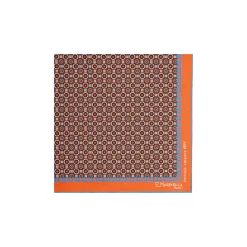 E.Marinella POCHETTE DA TASCHINO IN SETA STAMPATA A MANO ARANCIONE Fantasia archivio 1971 Sale