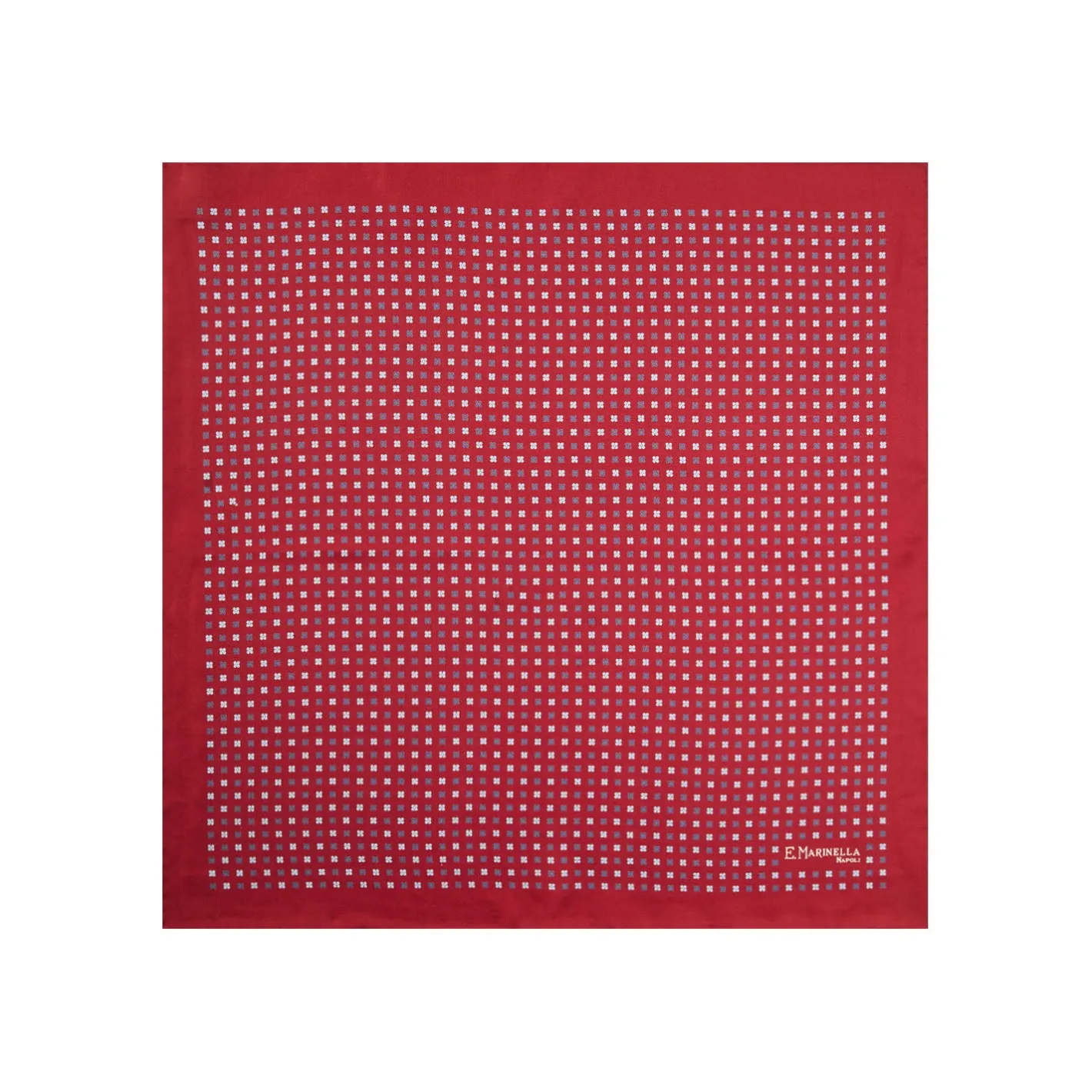 E.Marinella POCHETTE DA TASCHINO IN SETA STAMPATA A MANO BORDEAUX Microfantasia fiore Sale